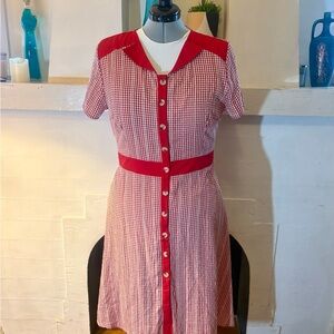 Vintage 1940s Look Red and White Dress